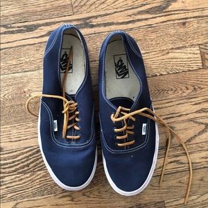 Men’s 12 navy blue vans brown leather lace